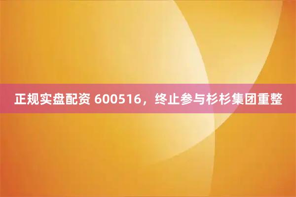 正规实盘配资 600516，终止参与杉杉集团重整